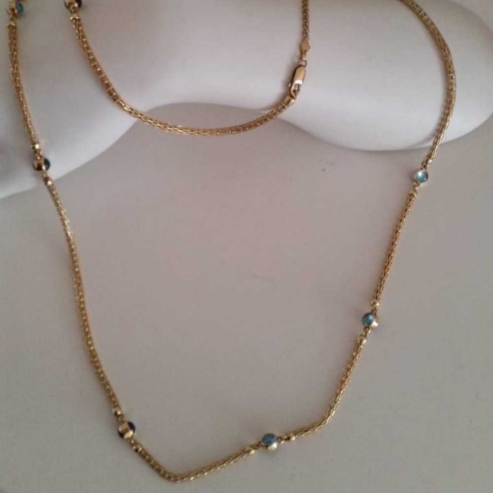 14K YELLOW GOLD AMETHYST & TOPAZ NECKLACE. - Picture 4 of 12
